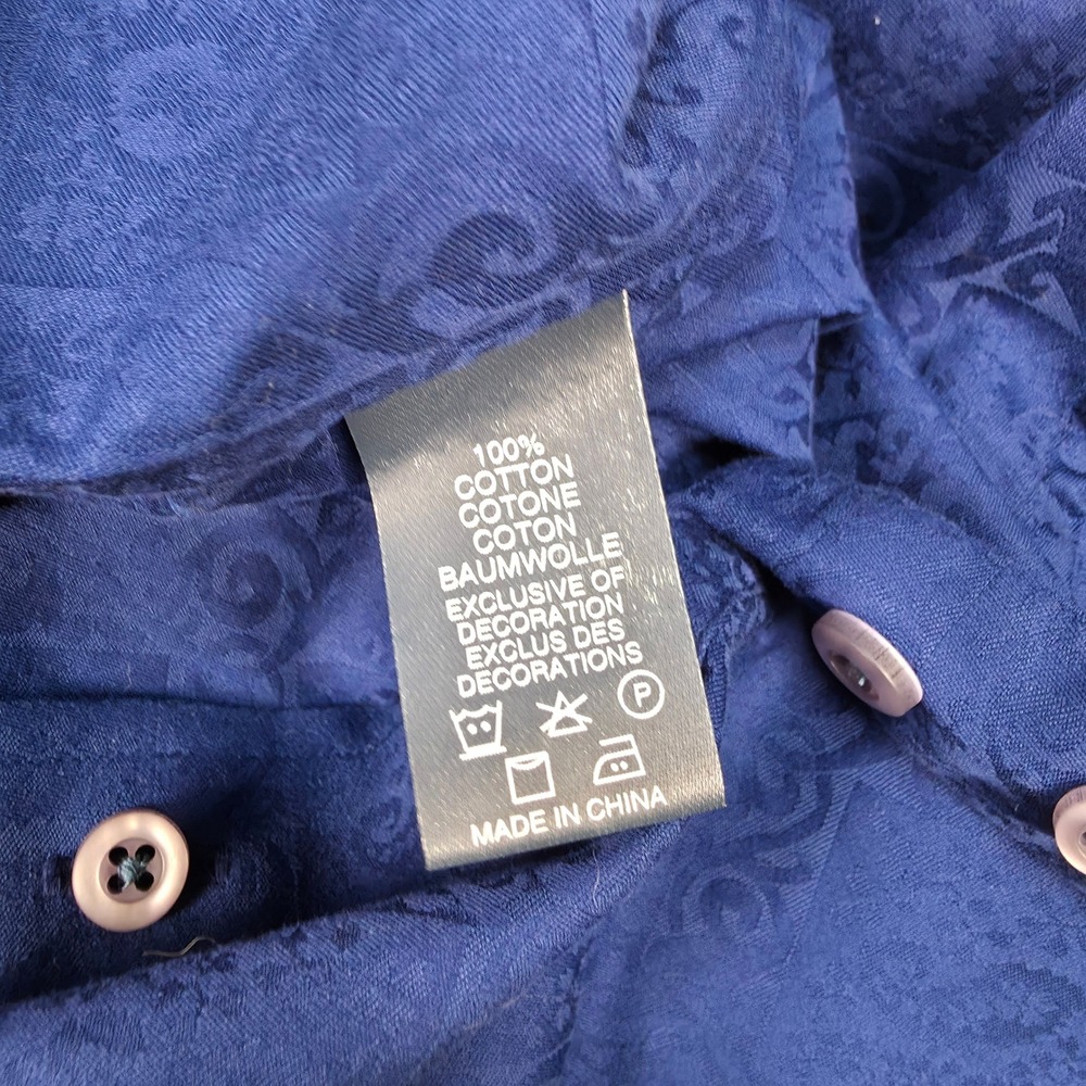 Robert Graham Paisley Jacquard Button Down Men L Blue Contrast Trim Long Sleeve - Picture 7 of 9